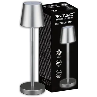 V-TAC LED Tischlampe 3W Akku wiederaufladbar Farbe grau USB C Touch Dimmbar 4000K Restaurant Tischlampe für Innen IP20-10188