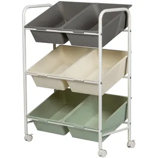 bremermann Rollwagen, Allzweckwagen, weißer Stahl mit 6 Boxen in weiß, grau, grün