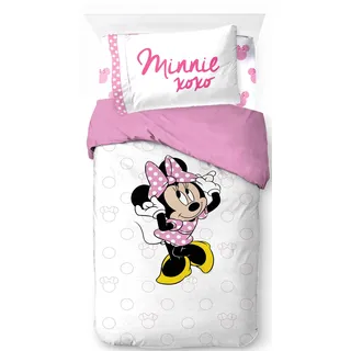 Jay Franco Disney Minnie Mouse 100% Baumwolle Einzelbett-Set, 3-teilig – Enthält Bettbezug, Bettlaken und Kissenbezug