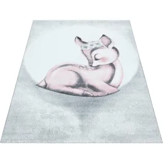 Ayyildiz Kinderteppich , Grau, Rosa , Textil , Tier , rechteckig , 160x230 cm , Oeko-Tex® Standard 100 , für Fußbodenheizung geeignet, schmutzabweisend, für Hausstauballergiker geeignet, lichtunempfindlich, antistatisch, pflegeleicht, strapazierfähig, leicht zusammenrollbar , Teppiche und Böden, Teppiche, Kinderteppiche