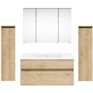 Puris Badezimmer , Eichefarben , Holzwerkstoff , 2 Schubladen , 150 cm , Goldenes M, Made in Germany , hängend , Badezimmer, Badmöbelsets & Badmöbelserien, Badmöbel-Sets