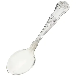 Olympia Kings Edelstahl-Teelöffel (12er-Pack), Silber, 140 (L) mm, Teelöffel-Set, hochglanzpolierter 18/0-Edelstahl, verziertes Griffdesign, spülmaschinenfest, gewerbliche und private Nutzung, D689