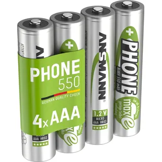 Ansmann Telefon Akku AAA, 4 Stück, 500mAh 1,2V, DECT