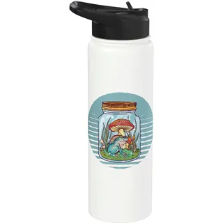 Frosch im Einmachglas. Lustiger Frosch mit Pilz Stainless Steel Insulated Water Bottle