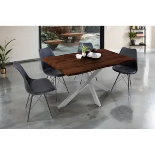 Sam Esstisch Baumkante Holz-Optik Nussbaum 120 x 80 Spider-Gestell silber JOSY