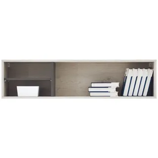 Deine Möbel 24 Kinder-Wandregal Remi 14 120 cm breit in Eichenweiß / Weiß Matt / Anthrazit , Eichefarben, Weiß, Anthrazit , Holzwerkstoff , 120x30x25 cm , Wohnzimmer, Regale, Wandregale