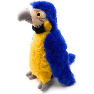 Onwomania Plüschtier Stofftier Kuscheltier Papagei Ara Vogel Gelbbrustara Höhe 23 cm Blau