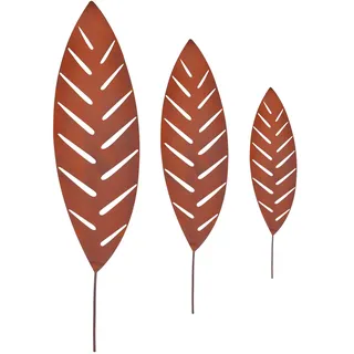 Relaxdays Gartenstecker Palmblatt 50–100 cm Braun