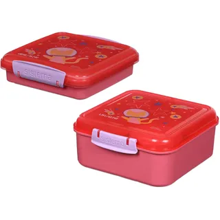 Sistema Expressions Kids Bento Brotdose Set | Bento Cube (1,25L) & Sandwich Box (450ml) | Space Kitty Popsicle