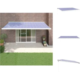 vidaXL Markise Einziehbar Blau und Weiß 5x3 m Stoff und Aluminium - Markisen - Blau