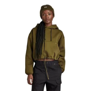 G-Star RAW Damen Sleeve Graphic Cropped Loose Hoodie, Grün (Dark Olive D23888-D425-C744), M