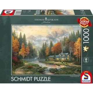 Schmidt Spiele 58784 Thomas Kinkade, Evening at Autumn Lake, 1000 Teile Puzzle, bunt [Exklusiv bei Amazon]
