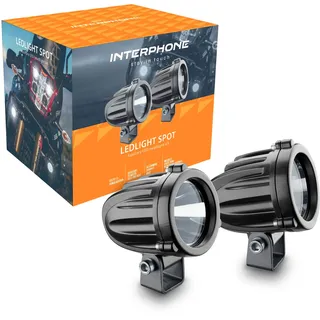 Interphone LED-STRAHLERPAAR, Scheinwerfer mit ECE R112 Straßenzulassung – Zusatz Scheinwerfer mit 10W Leistung & 990 Lumen SPOT Lichtkegel