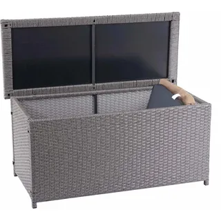 Poly-Rattan Kissenbox HWC-D88, Gartentruhe Auflagenbox Truhe Basic grau, 63x135x52cm 320l - Grau