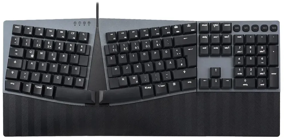 Bild von PERIBOARD-535 DE BR, ergonomische mechan. USB Tastatur braune Taster)