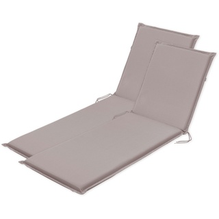 Traumnacht Komfort 2er Set Liegenauflagen Outdoor taupe mit abnehmbarem Bezug, 190 x 58 x 6 cm, Öko-Tex zertifiziert, produziert nach deutschem Qualitätsstandard