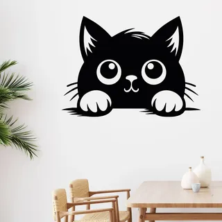 GRAZDesign Wandtattoo süße Katze Wohnzimmer, Schlafzimmer, Flur - Wandaufkleber - 55x40cm / grau