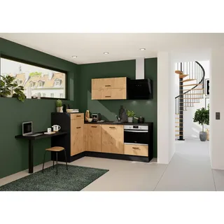 Impuls Eckküche , Eichefarben , Metall , Holzoptik , 2 Schublade(n) Schubladen , L-Form, nur wie online abgebildet bestellbar , 241x225 cm , Pefc, Goldenes M, Made in Germany , seitenverkehrt erhältlich, vormontierter Korpus , Küchen, Küchenzeilen & Küchenblöcke, Eckküchen, Eckküchen ohne Geräte