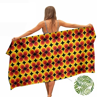 Ulticool – Handtuch Retro Vintage Blumen 60er 70er Natur – Schnelltrocknendes Badetuch Mikrofaser Strandtuch – 160 x 80 cm – für Reisen Sport Spa Yoga – doppelseitiger Druck - Orange