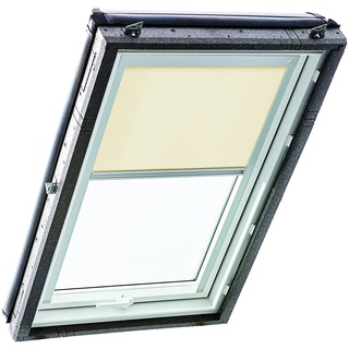 Original Roto Rollo Exclusiv ZRE Tageslichtrollo Führungsschiene Silber für Roto Dachfenster der Baureihe Designo R4/R7 und Classic 43/73 mit Größe 074/140 | 07/14 Farbe Beige