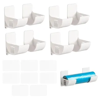 JOYOLA 4 Paare Alufolie Halterung Schranktüren Aufbewahrung Wandregal Wand Montierter Müllsack Organisator Selbstklebende Organizer Regale Wandregal Ohne Bohren für Zinnfolie, Wachspapier, Müllsack
