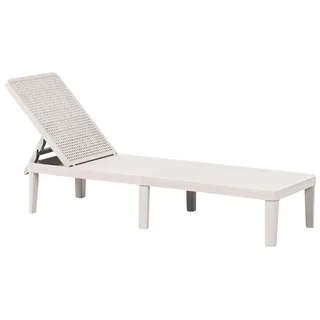 BELIANI Gartenliege Hellgrau Kunststoff Geflochtene Optik mit Verstellbarer Rückenlehne Wetterfest Modernes Design Terrasse Garten Balkon Sonnenliege - Grau