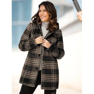 Classic Basics Outdoorjacke mit Kapuze, schwarz, camel, kariert
