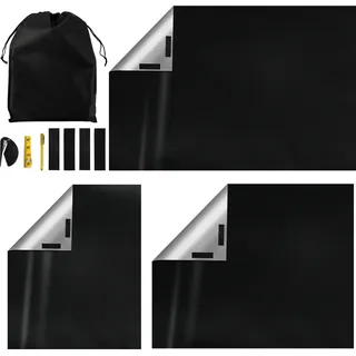Hengda Verdunklungsstoff Sonnenschutz Verdunkelungs Sonnenschutz zu 100% verdunkelnd,Folie mit Thermobeschichtung,lichtundurchlässige für Fenster,145*300cm - Schwarz