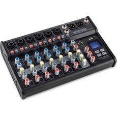 Pronomic B-803 Mini-Mixer mit Bluetooth und USB-Recording - Kompakter 8-Kanal Mixer - 6 Kanäle mit Combobuchsen, Phantomspeisung und Hi-Z Schalter - USB-Port - Main-Ausgänge im XLR-Format - Schwarz