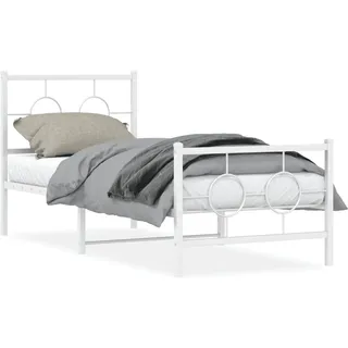 vidaXL Bettgestell mit Kopf- und Fußteil Metall Weiß 80x200 cm - Weiß