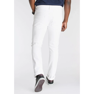 Stretch-Jeans DELMAO "Reed", Herren, Gr. 32, Länge 34, weiß, Obermaterial: 82% Baumwolle, 16% Polyester, 2% Elasthan, unifarben, Basic, normal lang, Jeans Stretch-Jeans, gerader Beinschnitt, Used-Look-Waschung, niedrige Leibhöhe