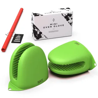 WAFE Mini-Ofenhandschuhe für Heißluftfritteuse - 2 Silikon-Fingergriffe - Hitzebeständige Klemmschutz-Abdeckungen für Kochen, BBQ, Grillen - Einheitsgröße, doppelte Hand-Topflappen mit Ofenrostschutz