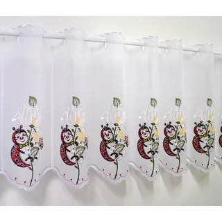 Stickereien Plauen Scheibengardine »Marienkäfer« Stangendurchzug 1 Stk. tlg., bunt