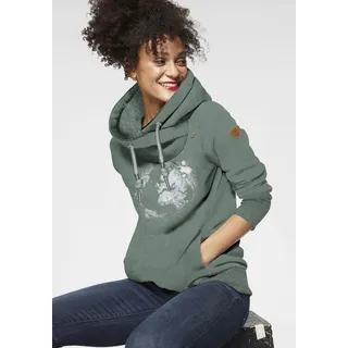 Ragwear Sweater »GRIPY BUTTON WORLD O«, Kapuzensweatshirt mit Statement-Front-Print Ragwear green