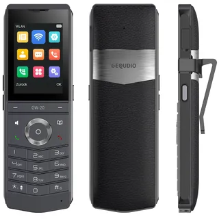 GEQUDIO GW-20 IP Telefon schnurlos mit Ladeschale für Fritzbox, Telekom, SIP kompatibel - Premium Freisprechen & Bluetooth - Dualband Wi-Fi 6 mit WLAN Roaming IP67 wasserdicht (GW-20 mit Ladeschale)