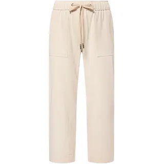 Relaxhose BETTY & CO "Casual-Hose mit elastischem Bund", Damen, Gr. 46, EURO, grau (taupe, cream), Obermaterial: 49% Baumwolle CO. 47% Polyester PES. 4% Elasthan EL., Hosen Relaxhose