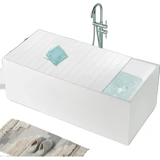 Faltbare PVC-Badewannenabdeckung, wasserdicht und staubdicht, leicht zu reinigen, maximale Tragfähigkeit 5 kg - Weiß