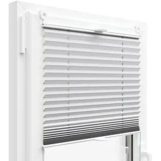 THERMO BLACK OUT PLISSEE FALTROLLO WEISS BEIGE GRAU TAUPE SILBER 100% VERDUNKELND JALOUSIE (weiss metallic, 55x150 cm) - Weiß