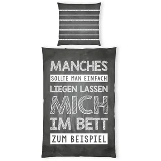 Herding Jugendbettwäsche , Grau, Schwarz, Weiß , Textil , Schriftzug , 135x200 cm , Oeko-Tex® Standard 100 , pflegeleicht , Heimtextilien, Bettwäsche & Leintücher, Kinderbettwäsche