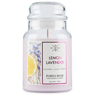 Duftkerze Lila Lemon Lavender Sojawachs , Rosa , Naturmaterialen, Glas, Textil , 18 cm , Dekoration, Kerzen & Kerzenhalter, Duftkerzen