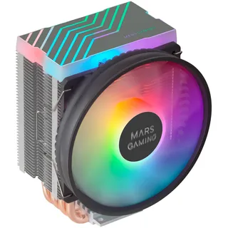 Mars Gaming MCPU44, Dual ARGB CPU Kühlkörper, 4 Heatpipes HCT, TDP 160W, Ultra-quiet PWM 11cm Lüfter, Schwarz