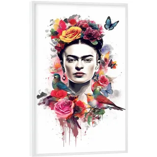 artboxONE Poster mit weißem Rahmen 75x50 cm Floral Frida Kahlo Flowers - Bild Frida Kahlo bunt Creative