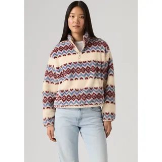 Fleecepullover LEVI'S "GEMMA SHERPA 1/4 ZIP", Damen, Gr. M (38), bunt (diamond geo weiß swan), Fleece, Obermaterial: 100% Polyester, gemustert, bequem hüftlang, ohne Ausschnitt, elastischer Bund, Sweatshirts Fleecepullover, Saumabschluss in der Weite regulierbar