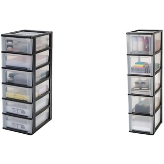 Iris Ohyama, Schubladenschrank/Schubladencontainer - Organizer Chest OCH-2006 - plastik, schwarz,6 x 7 L, L35,5 x B26 x H72,5 cm + Ohyama, Organizer Chest OCH-2500-5 x 13 L, L35,5 x B26 x H99,5 cm