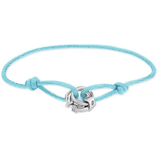 LIEBESKIND BERLIN Damen Schmuck - Die Lora-Serie inspiriert von der Hardware Taschendesigns - Kette, Ohrringe & Armband mit ineinander verschlungenen Ringen aus Edelstahl in Silber, Hellblau