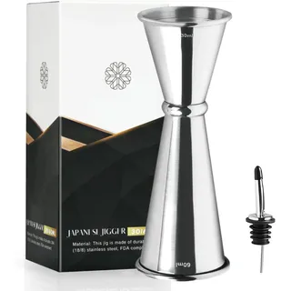 Cocktail Jigger Dual Spirit Measure Cup - 304 Stainless Steel 30ml/60ml Measuring Cup for Bar Home Barkeeper Party Wine Drink (30/60ml)