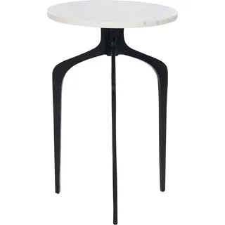 BELIANI Beistelltisch Weiß Marmor und Aluminium Rund 36 cm mit Schwarzen Beinen Modern Glamourös Dreibeinig Wohnzimmer Ausstattung Möbel Blumenständer - Weiß, Schwarz