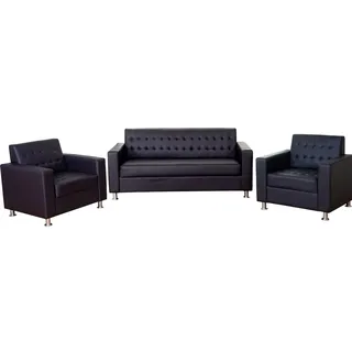 Mendler 3-1-1 Sofagarnitur Kunda, Couch Loungesofa Kunstleder, Metall-Füße ~ coffee