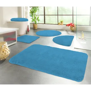 KiNZLER Badematte "Chaozhou, Badvorleger, Badezimmer Teppich" Höhe 20 mm rutschhemmend beschichtet fußbodenheizungsgeeignet Badteppich, Uni Farben, weich, als rechteckig, rund & Set erhältlich, türkis
