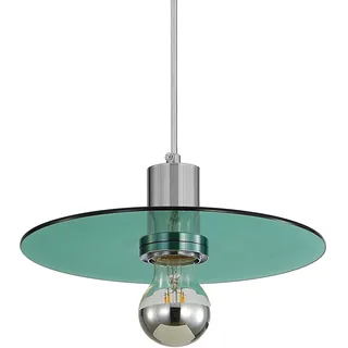 LFsem 1 Flammig Pendelleuchte Esstisch, Minimalist Hängelampe aus Rund Glas-Scheibe in Grün & Metall in Chrom E27 LED Hängeleuchte für Küche Esszimmer Schlafzimmer & Wohnzimmer